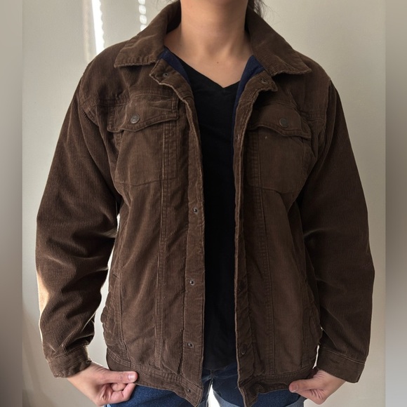Other Jackets & Blazers - Vintage Boho Brown Corduroy Preppy Button Up Inner Fleece Winter Jacket - Medium